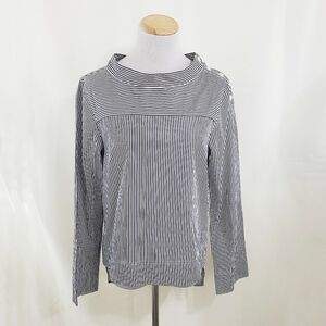 J. Crew Funnelneck striped shirt black and white Long Sleeve Top Women's size 4